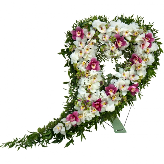 Aranjament funerar inima din orhidee